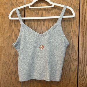 Indie psychedelic mushroom grey tank